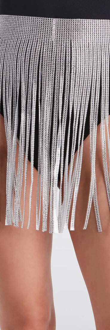 Festival Glam Rhinestone Fringe Belt