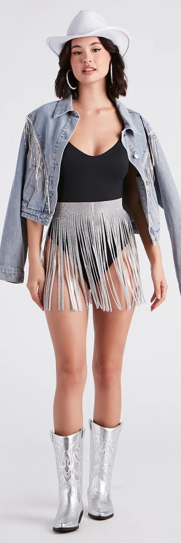 Festival Glam Rhinestone Fringe Belt
