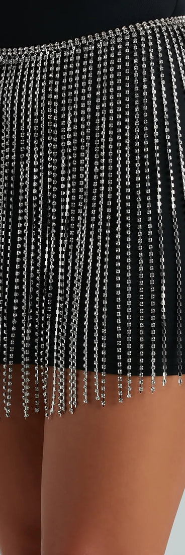 Endless Fun Rhinestone Fringe Skirt Belt