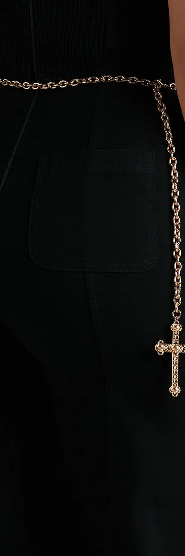 Bold And Glamorous Cross Charm Chain Belt
