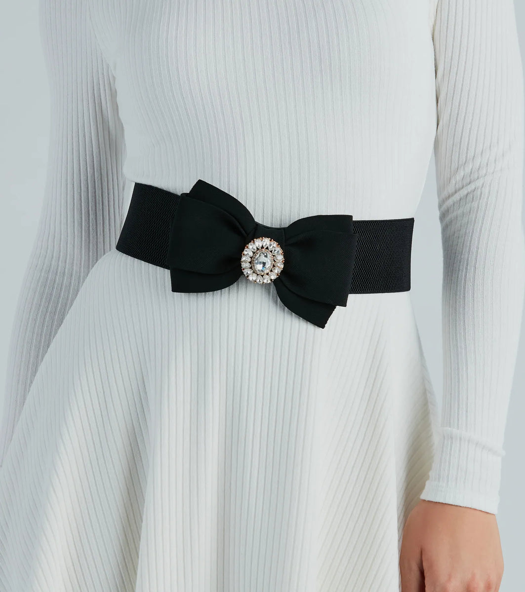 Glam Perfection Rhinestone Bow Stretch Belt & Windsor