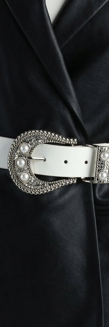 Western Glam Girl Pearl And Rhinestone Statement Belt