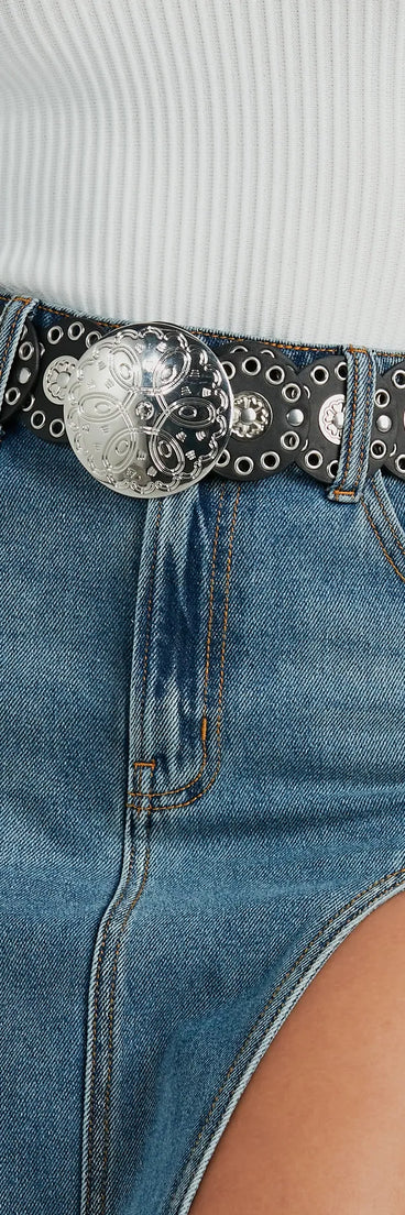 Ride Along Medallion Western Faux Leather Belt