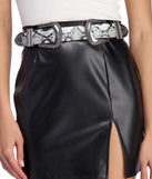 Snake Print Double Buckle Belt