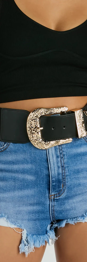 Running The West Buckle Wide Stretch Belt
