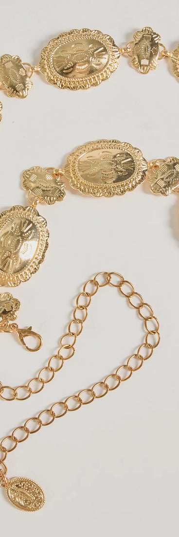 
Upgrade your style game for 2025 with the Western Showdown Etched Concho Belt in gold, perfect for any fashion-forward wardrobe.