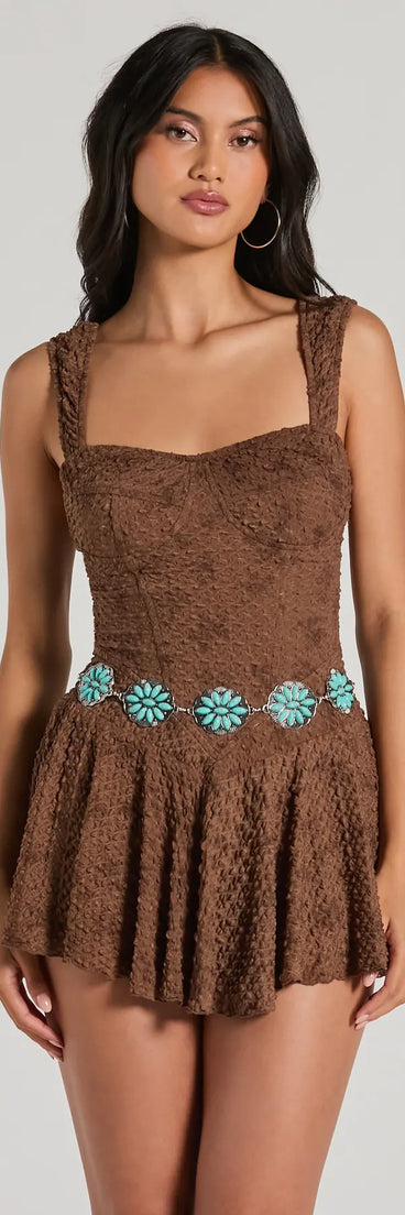 Land And Sea Flower Stone Concho Belt