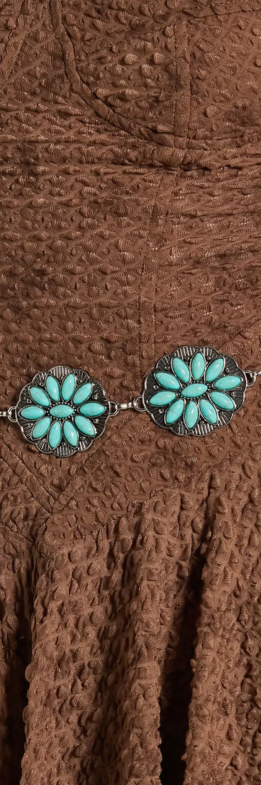 Land And Sea Flower Stone Concho Belt