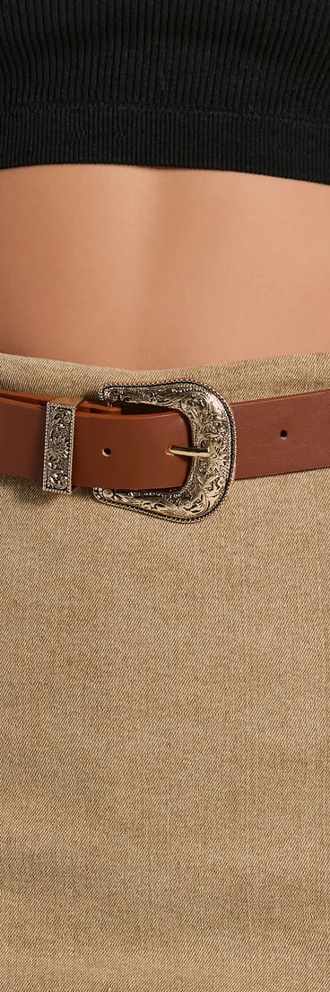 Home On The Range Faux Leather Western Belt