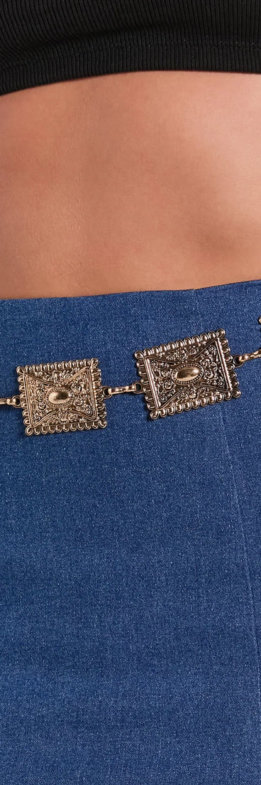 Riding Solo Rectangle Concho Chain Belt