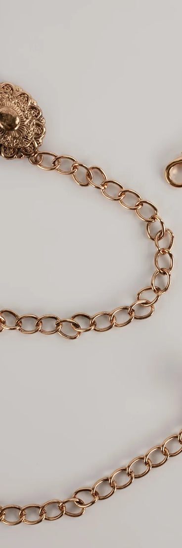 
Upgrade your style game for 2025 with the Western City Concho Chain Belt in gold, perfect for any fashion-forward wardrobe.