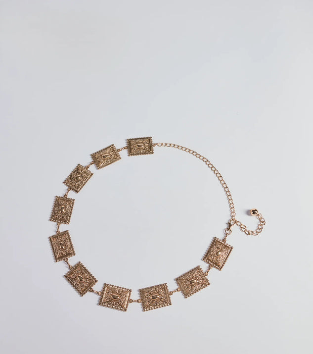 
Upgrade your style game for 2025 with the Boho Vibe Etched Concho Chain Belt in gold, perfect for any fashion-forward wardrobe.