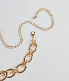 Edgy Vibes Chunky Chain-Link Metal Belt, a trendy gold addition to women's going-out outfits, is ideal for Christmas party outfits, chic NYE attire, or winter night-out looks that keep you on-trend!
