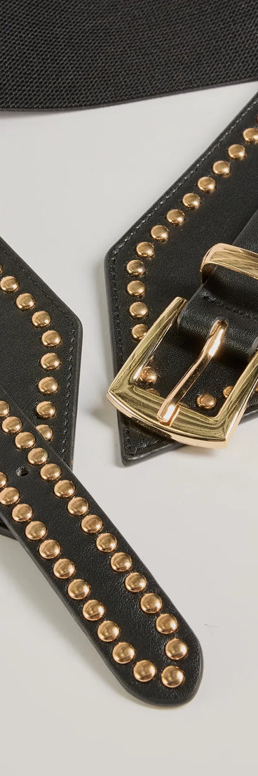 
Upgrade your style game for 2025 with the Rebel Edge Faux Leather Studded Stretch Belt in black, perfect for any fashion-forward wardrobe.
