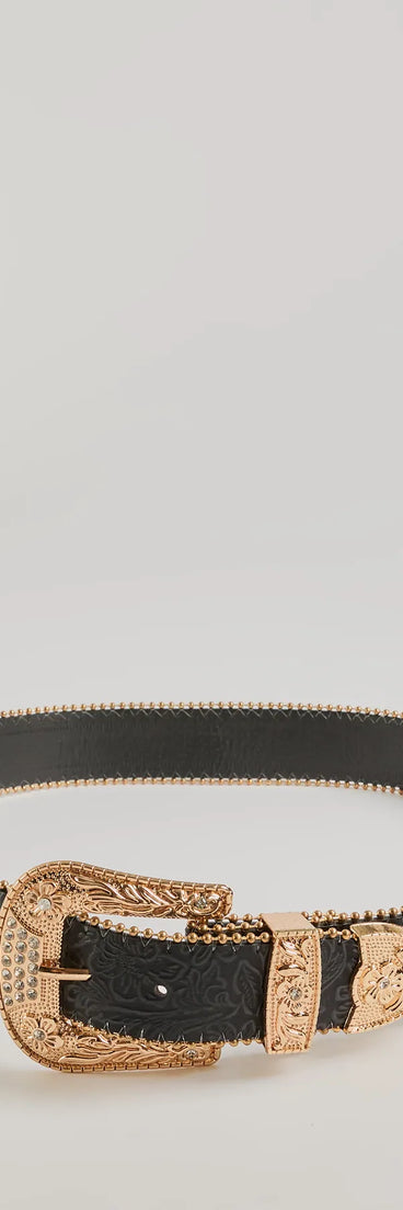 Country Chic Western Embossed Faux Leather Belt