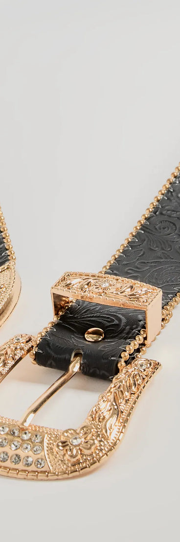 Country Chic Western Embossed Faux Leather Belt