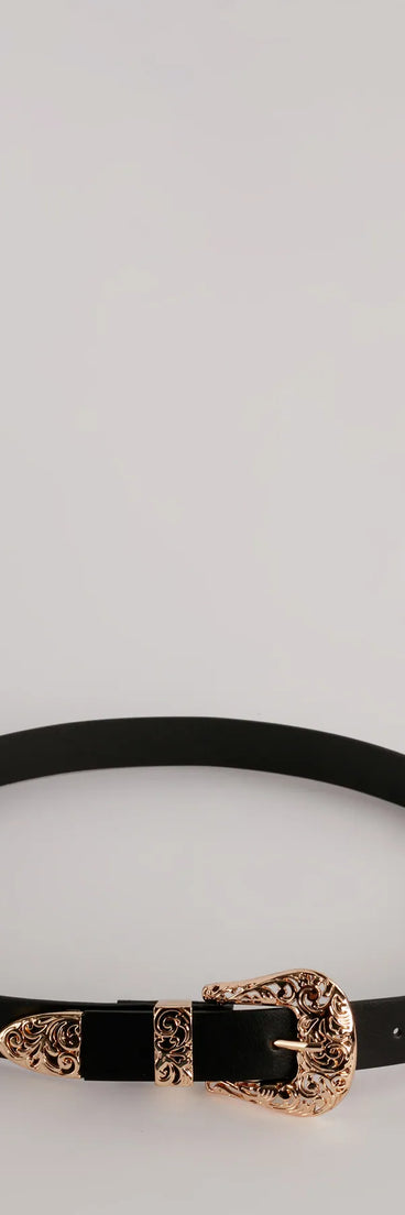 Let's Ride Western Faux Leather Belt