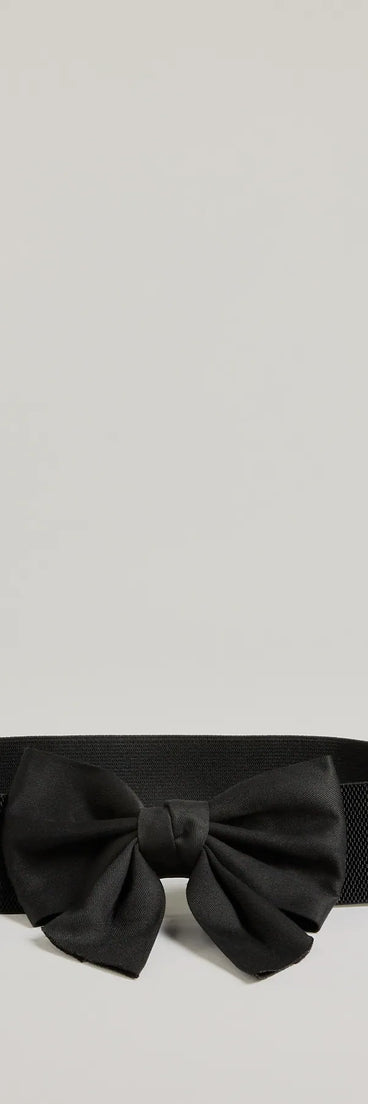 Get ready for any event with the Elegant Impression Bow Stretch Belt in black, an essential start to creating a versatile outfit for women for parties, cocktail hours, or Valentine's Day events.