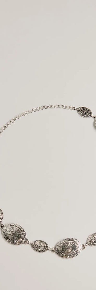 
Upgrade your style game for 2025 with the Western Flair Concho Metal Chain Belt in silver, perfect for any fashion-forward wardrobe.