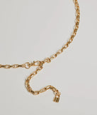 Stylishly Sleek Chain-Link Belt, a trendy gold addition to women's going-out outfits, is ideal for Christmas party outfits, chic NYE attire, or winter night-out looks that keep you on-trend!