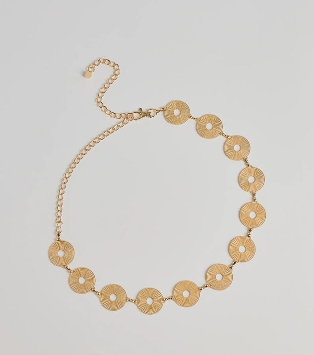 
Upgrade your style game for 2025 with the Boho Chic Textured Disc Chain Metal Belt in gold, perfect for any fashion-forward wardrobe.