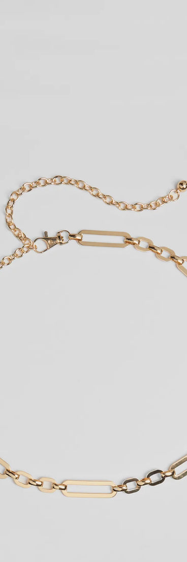 Chic Muse Paper Clip Metal Chain Belt