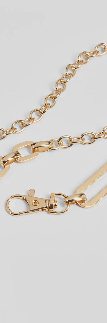 Chic Muse Paper Clip Metal Chain Belt