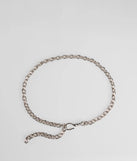 The Amp Up The Edge Chain Belt in silver brings edge and energy to your vibe, ready to elevate any festival look or concert outfit.