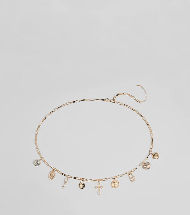 The Boho Chic Multi Charm Chain Metal Belt in gold brings edge and energy to your vibe, ready to elevate any festival look or concert outfit.