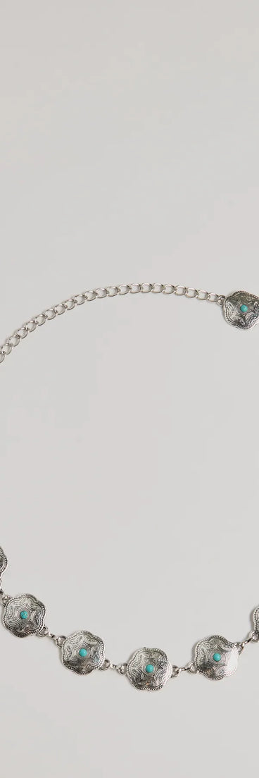 
Upgrade your style game for 2025 with the Western Wanderlust Concho Chain Belt in silver, perfect for any fashion-forward wardrobe.