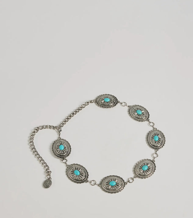 
Upgrade your style game for 2025 with the Western Flair Oval Concho Stone Chain Belt in silver, perfect for any fashion-forward wardrobe.