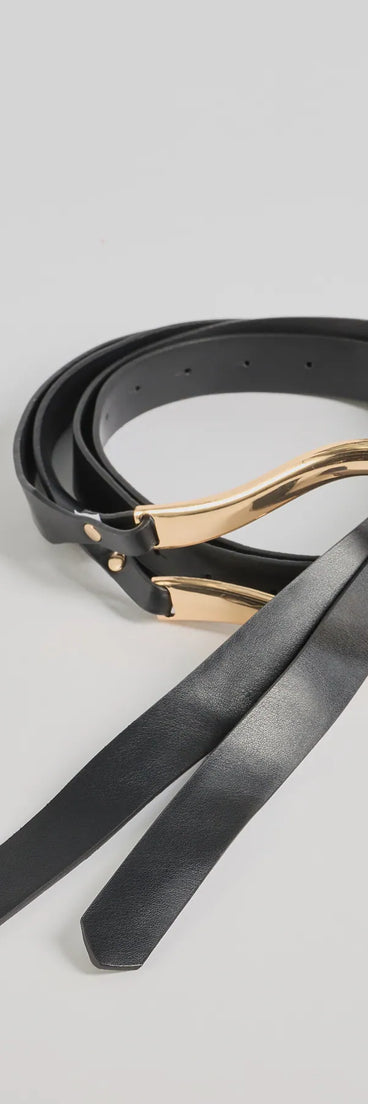 The Trendy Silhouette Loop Buckle Wrap Belt in black is a women's workwear essential with an elevated fabric and chic silhouette, ideal for layering and versatile enough to take your look from office chic to going-out ready!