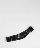 The Looking For A Stud Faux Leather Belt in black brings edge and energy to your vibe, ready to elevate any festival look or concert outfit.