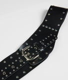 The Looking For A Stud Faux Leather Belt in black brings edge and energy to your vibe, ready to elevate any festival look or concert outfit.