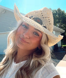 Chic Beaded Straw Cowboy Hat