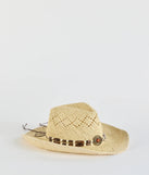Chic Beaded Straw Cowboy Hat