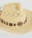Chic Beaded Straw Cowboy Hat