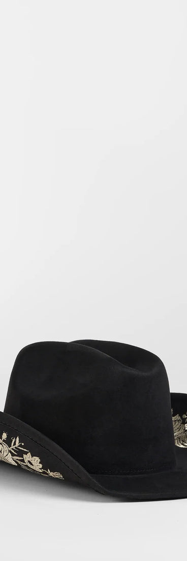 Western Blooms Embroidered Rose Cowboy Hat