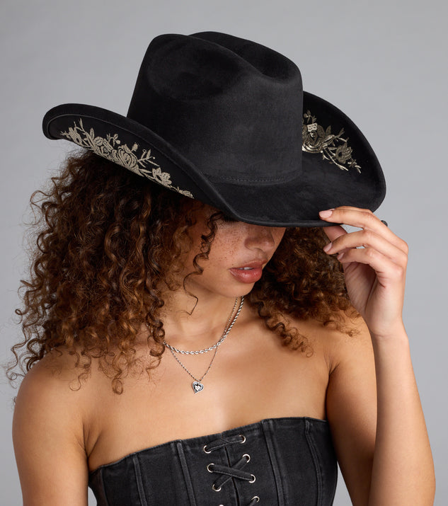Western Blooms Embroidered Rose Cowboy Hat