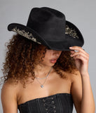 The Western Blooms Embroidered Rose Cowboy Hat in black brings edge and energy to your vibe, ready to elevate any festival look or concert outfit.