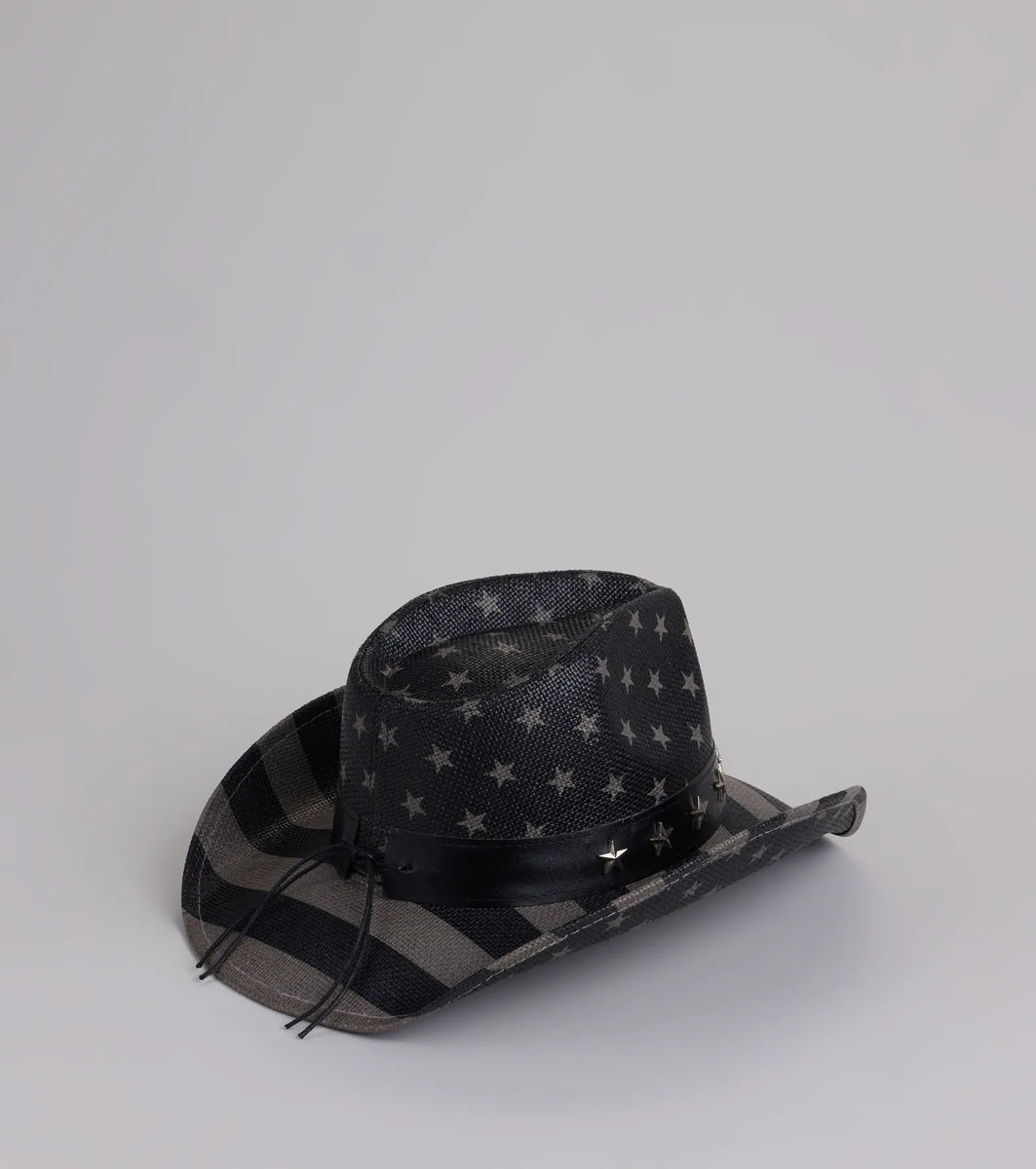 STARS & STRIPES Strohoed westernhoed cowboyhoed STARS & STRIPES Strohoed westernhoed cowboyhoed