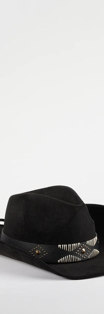 Style your vibe in seconds with the Western Adventure Faux Suede Cowboy Hat in black, a fashion accessories essential that completes any outfit with ease.