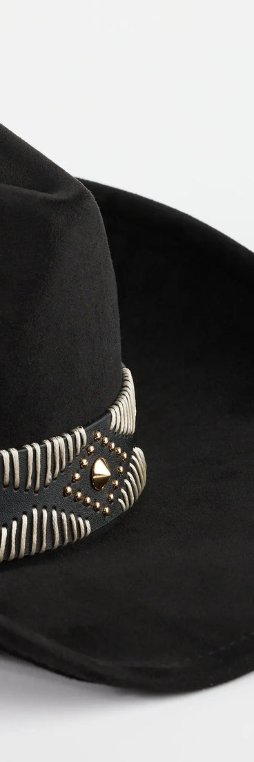 Style your vibe in seconds with the Western Adventure Faux Suede Cowboy Hat in black, a fashion accessories essential that completes any outfit with ease.