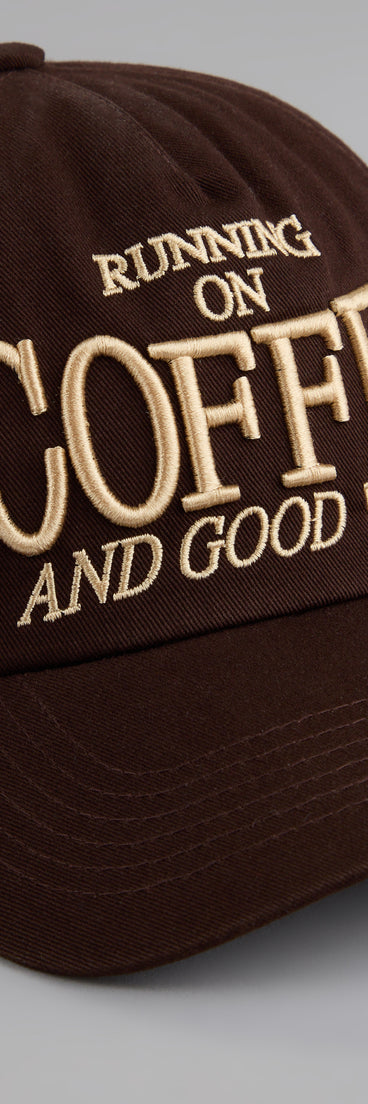 This piece brings trend-right energy to the Running On Coffee Baseball Cap, perfect for fall outfits that stand out.
