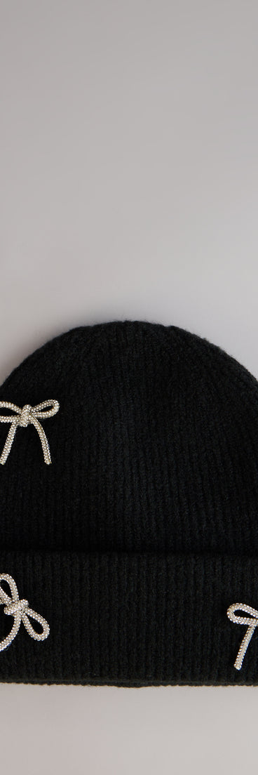 Glam Glow Rhinestone Bow Beanie
