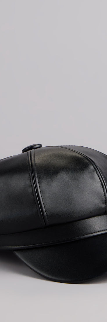 This piece brings trend-right energy to the Off Duty Faux Leather Cabby Hat, perfect for fall outfits that stand out.