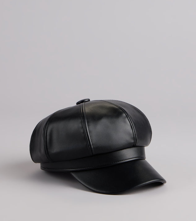 Off Duty Faux Leather Cabby Hat