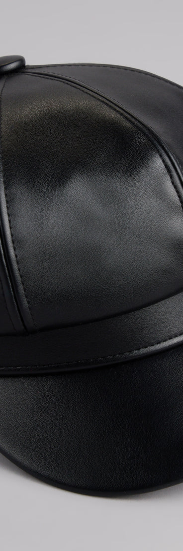 This piece brings trend-right energy to the Off Duty Faux Leather Cabby Hat, perfect for fall outfits that stand out.