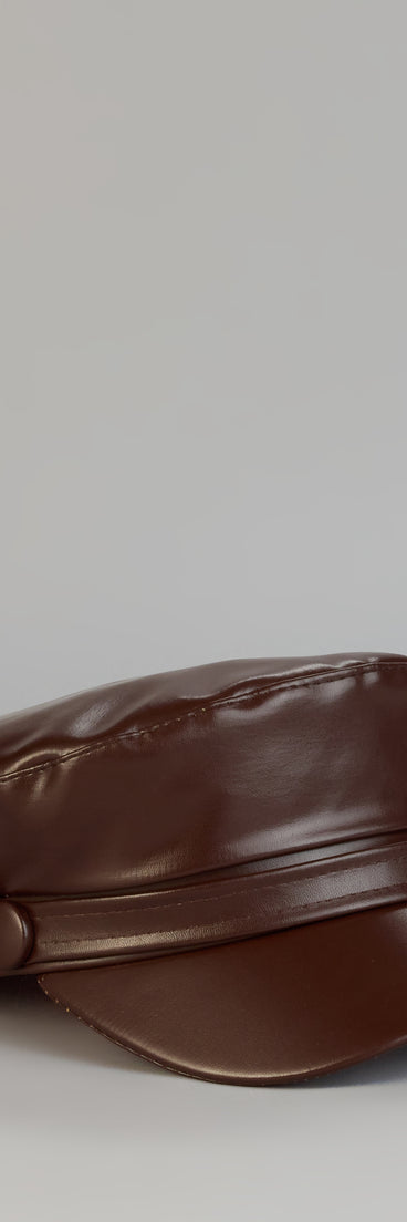 Effortless Off-Duty Faux Leather Cabby Hat