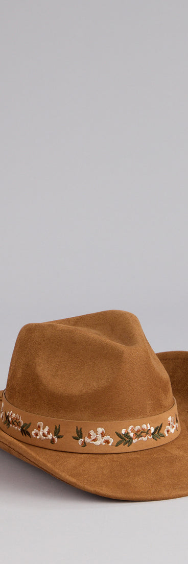Prairie Petals Faux Suede Cowboy Hat